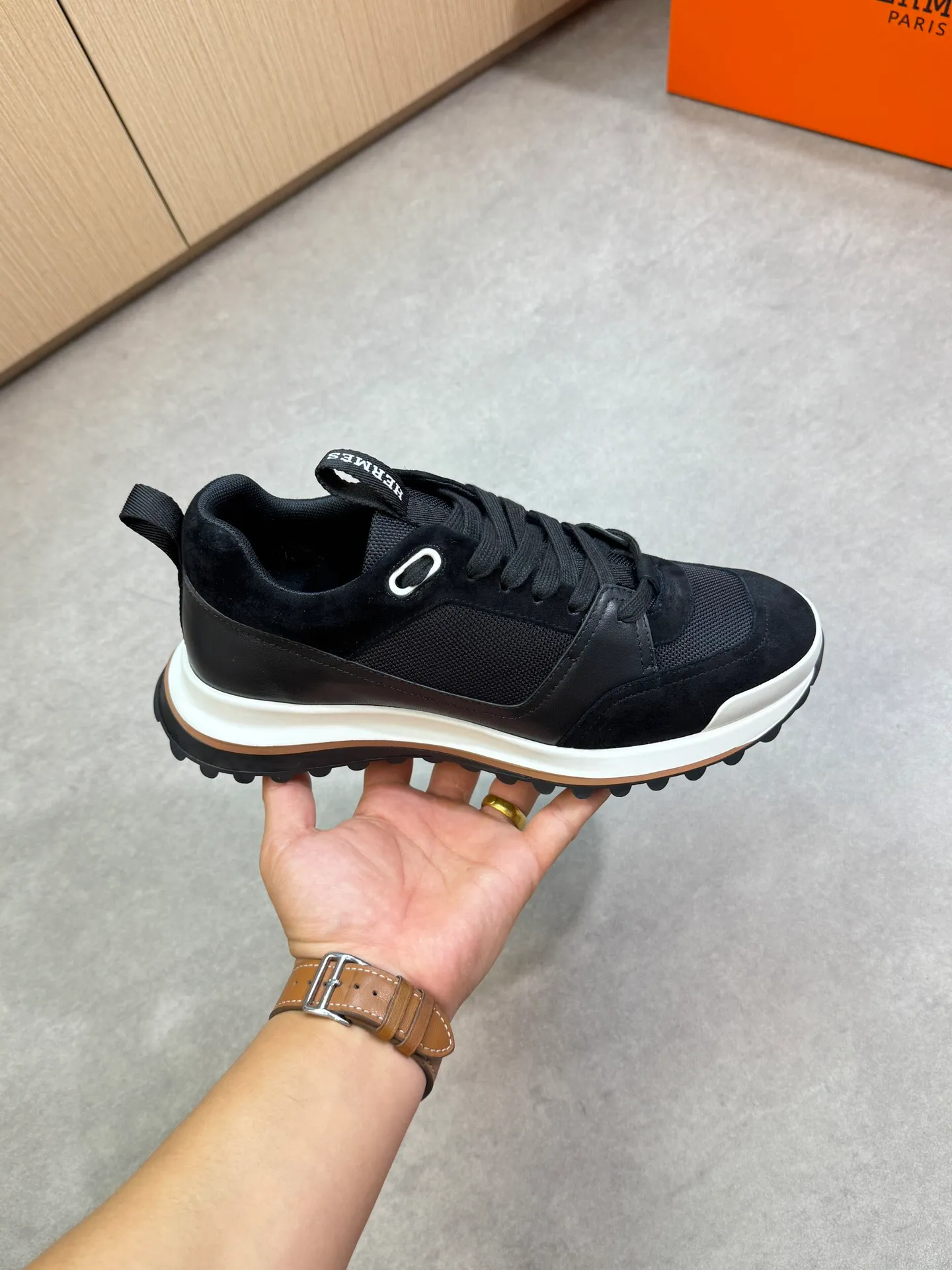 Men's shoes 💰700 [HERMES] Hermès - High-end quality original order·Casual sports shoes - Upper: 🔝Nappa calfskin, suede sheepskin leather, brand high mercerized canvas, tongue. Heel. Brand logo webbing - Inner: brand canvas, foot pad; water-dyed cowhide - Outsole: ultra-light T men's shoes 💰U foam·rubber; two-color molded outsole -Ultra-high quality control·Fine workmanship: highlighted (high-end·nobility·grade) -Size: 39-44 (38, 45, can be customized)·0118